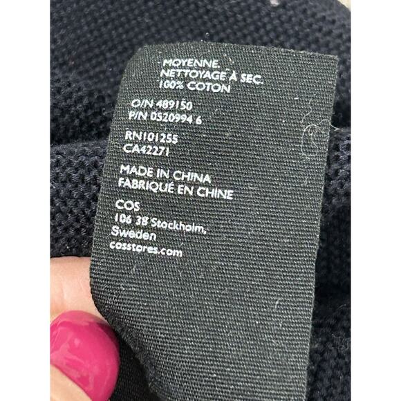 Cos Women’s Small A-line Sweater Knit Tunic Navy Pockets Cotton - Picture 8 of 9